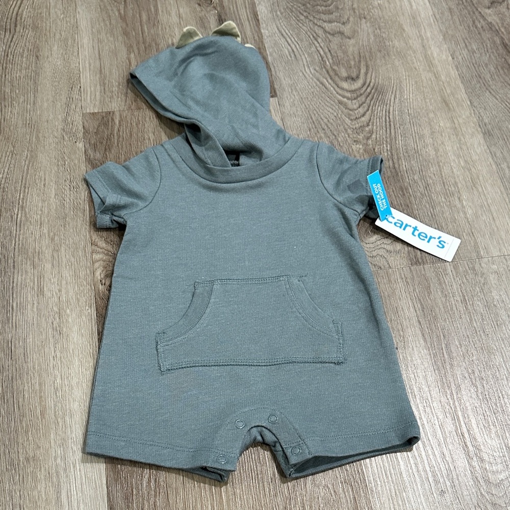 Carter's Charcoal Baby Romper with Hood